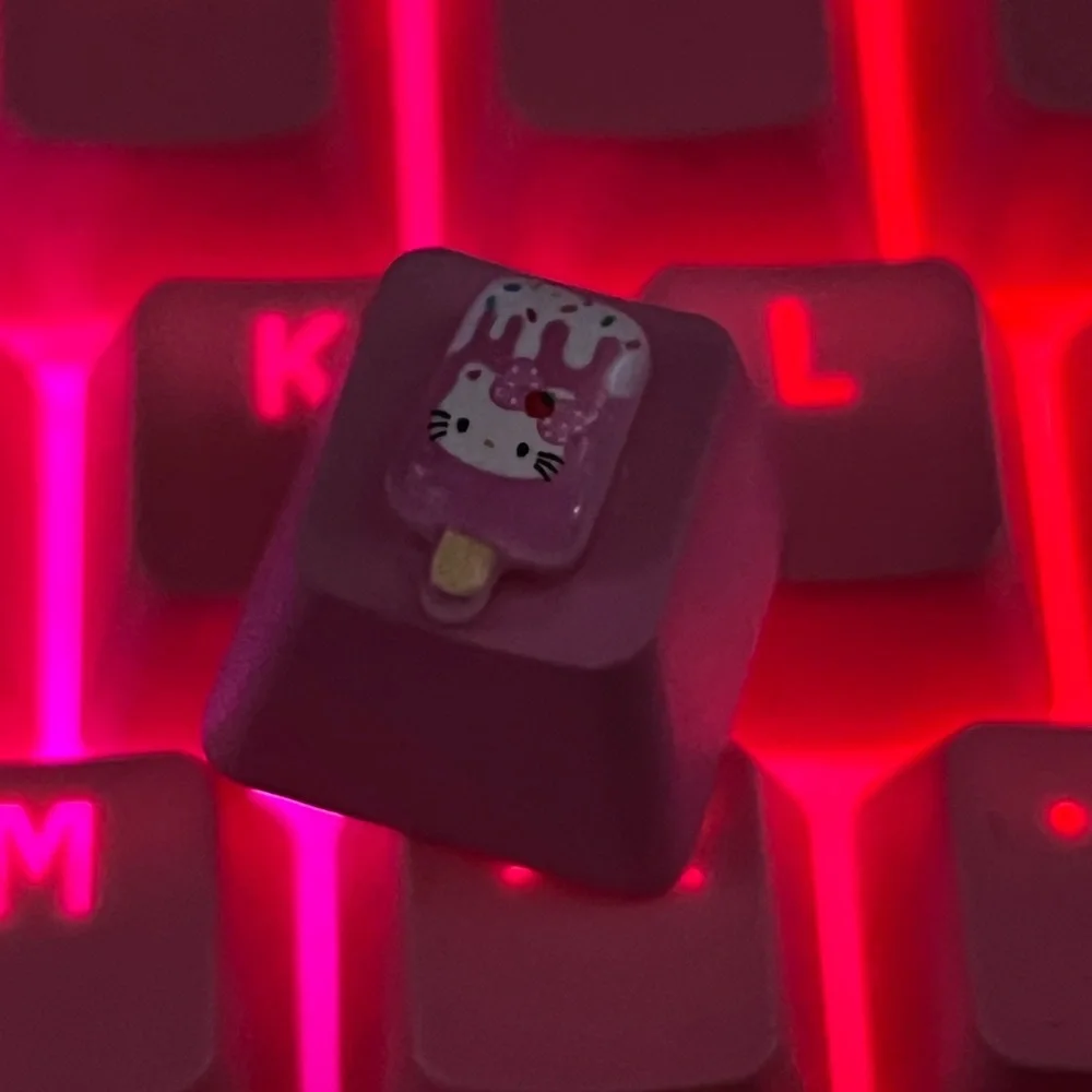 Cute Pink Cat Popsicle Kawaii Keycap, for OEM Switches